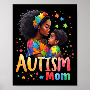 Mum Afro Autism Awareness Mama Black Autism  Poster