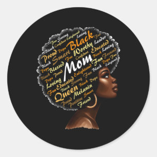 Mum Afro Woman Black History Month Blm Melanin Mot Classic Round Sticker
