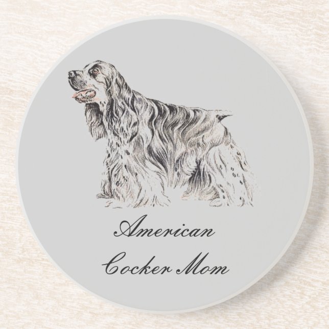 Mum, American Cocker Spaniel Sandstone Coaster (Front)