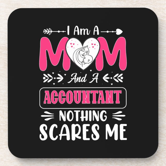 Mum And A Accountant Nothing Scares Me, Funny Coaster (Front)