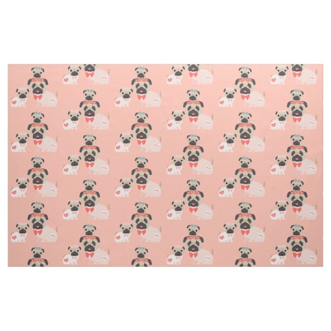 Mum and Babies Pugs Fabric (Fat Quarter)