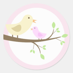 Mum and Baby Bird Classic Round Sticker