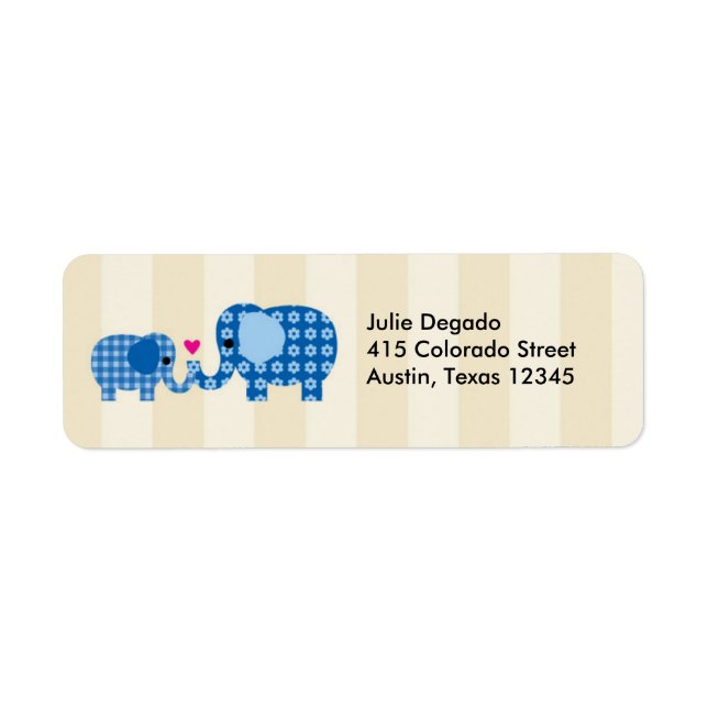Mum and Baby Blue Elephant Label (Front)