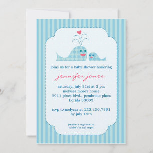 Mum and Baby Boy Whale Invitation
