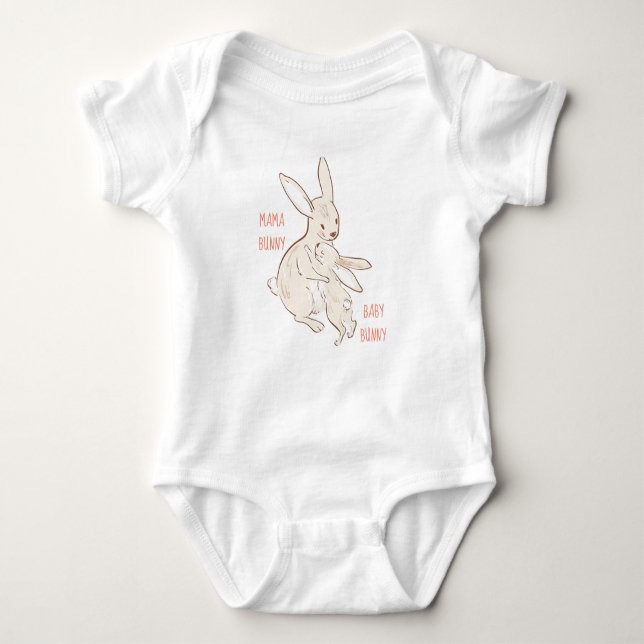 Mum and Baby Bunny Design Baby Bodysuit (Front)