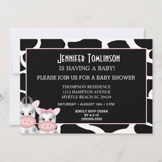 Mum and Baby Cow Print Baby Shower Invitation (Front)