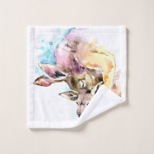 Mum and Baby Deer, Deer Family Gift,Funny Dauhgter Wash Cloth