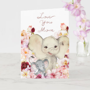 Mum and Baby Elephant Birthday Card