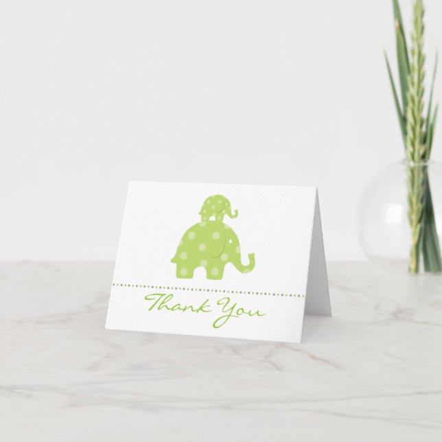 Mum and Baby Elephant Folded Thank You Card (Front)