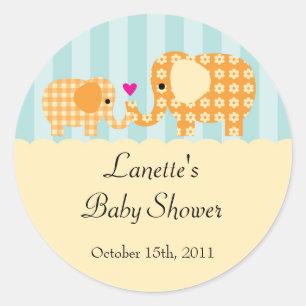 Mum and Baby Elephant Unisex Favour Sticker
