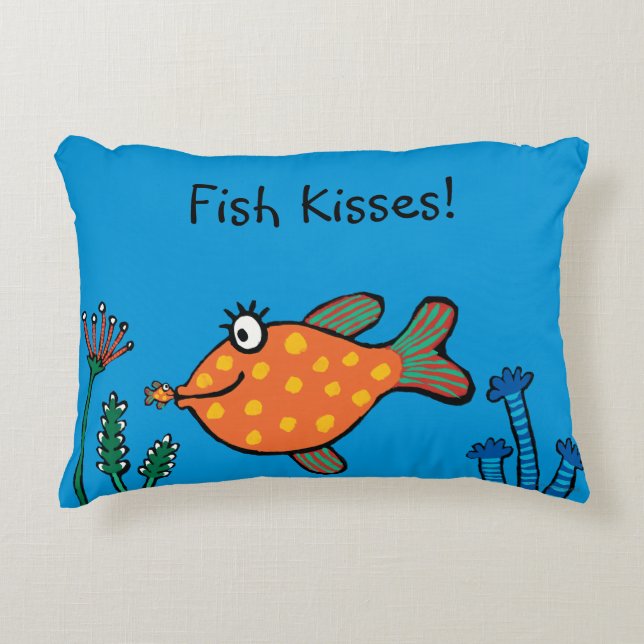 Mum and Baby Fish Kisses Decorative Cushion (Front)
