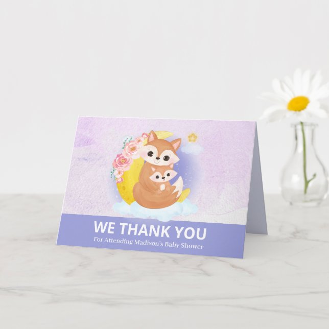 Mum and Baby Fox Purple Thank You Card (Small Plant)