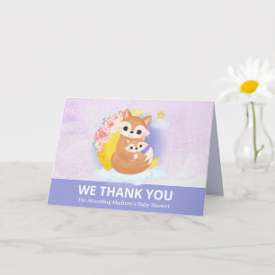 Mum and Baby Fox Purple Thank You Card