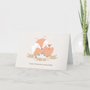 Mum and Baby Foxes Baby Shower Thank You Card