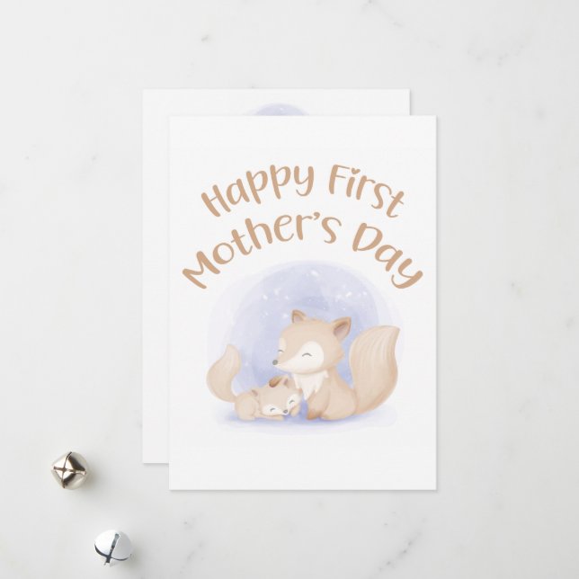 Mum and baby foxes – happy first mother’s day card (Front/Back In Situ)