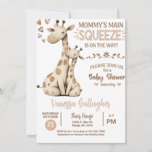 Mum and baby giraffe baby shower invitation. invitation