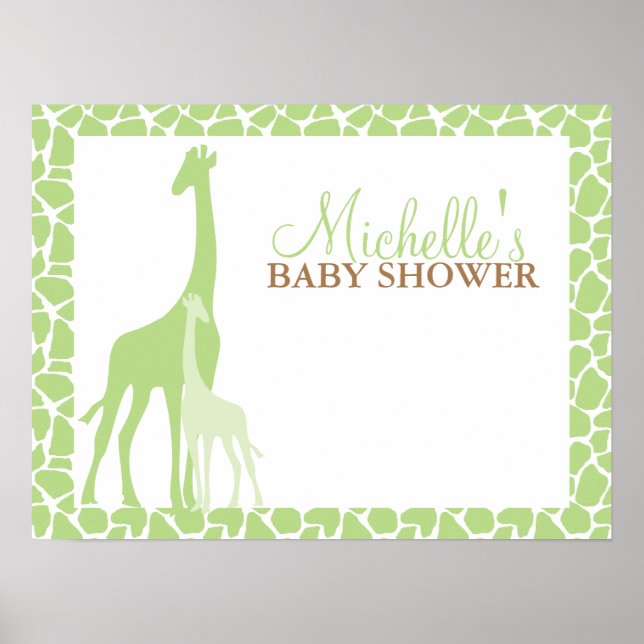 Mum and Baby Giraffe Baby Shower Welcome Sign (Front)