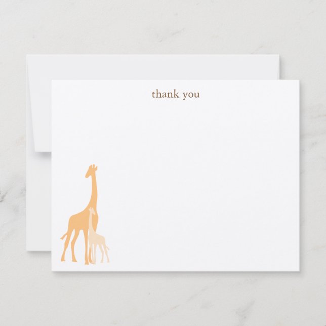 Mum and Baby Giraffe Flat Thank You Cards (Front)