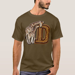 Mum and Baby Giraffe Monogram D T-Shirt