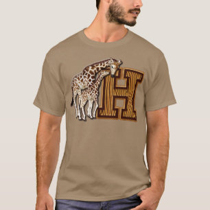 Mum and Baby Giraffe Monogram H T-Shirt