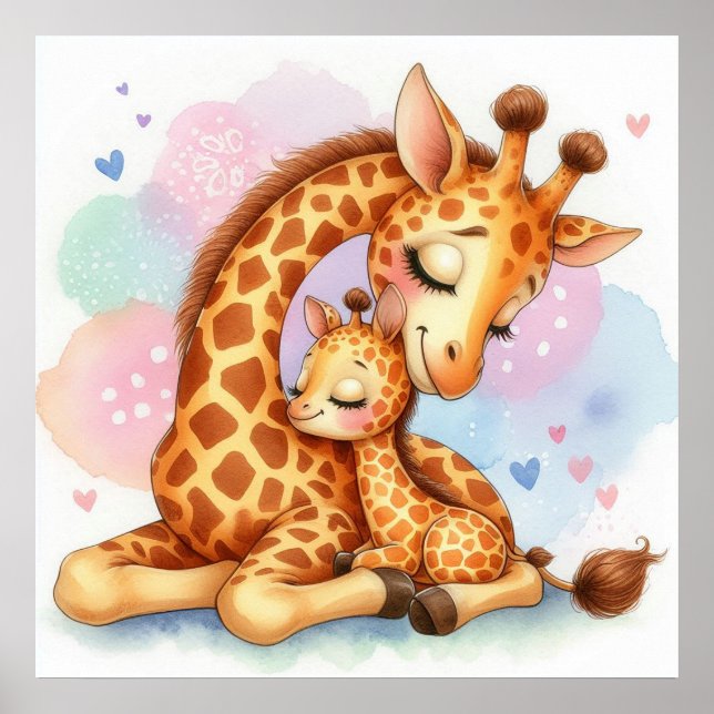 Mum and Baby Giraffe Poster (Front)