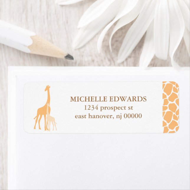 Mum and Baby Giraffe Return Address Labels (Insitu)