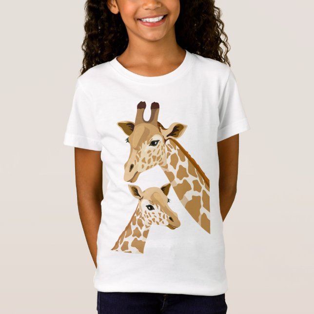 Mum and Baby Giraffes Kids T Shirts (Front)