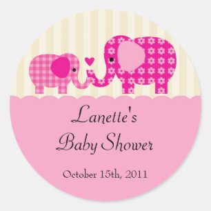 Mum and Baby Girl Elephant Favour Sticker