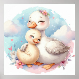 Mum and Baby Goose Poster