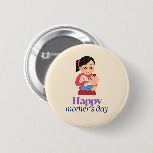 Mum and baby, happy mother's day 6 cm round badge