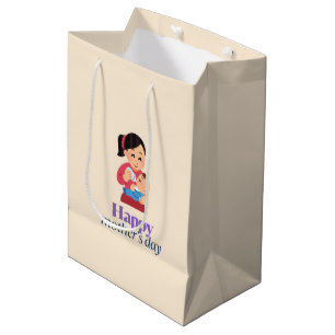 Mum and baby, happy mother's day medium gift bag