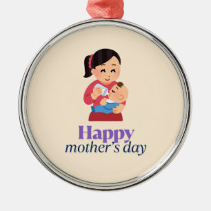 Mum and baby, happy mother's day metal tree decoration
