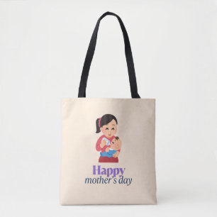 Mum and baby, happy mother's day tote bag