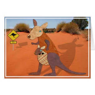 Mum and Baby Kangaroo in the Outback Blank