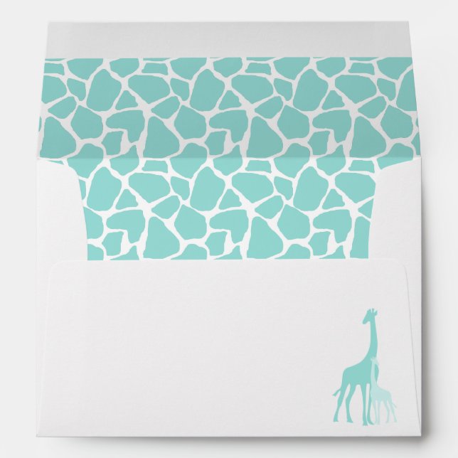 Mum and Baby Mint Giraffes Baby Shower Envelopes (Back (Bottom))