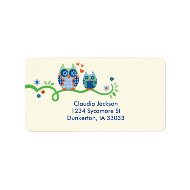 Mum and Baby Owl Custom Label (Front)