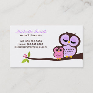 Mum and Baby Owl Kids Playdate Calling Cards