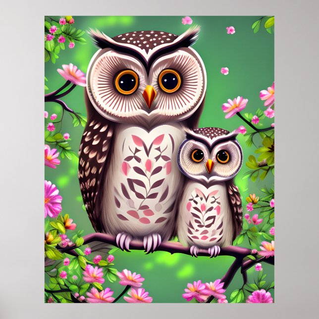 Mum and Baby Owl Poster (Front)