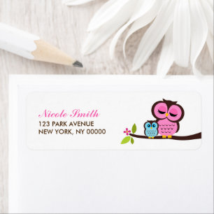 Mum and Baby Owl Return Address Labels