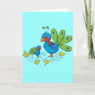 Mum and Baby Peacock Card