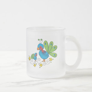 Mum and Baby Peacock Frosted Glass Coffee Mug