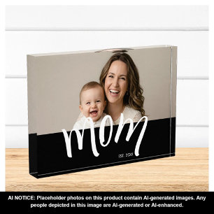 Mum and Baby Photo Custom Year Established Block