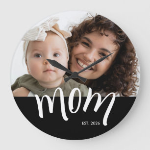 Mum and Baby Photo Custom Year Established  Large Clock