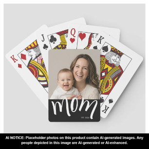 Mum and Baby Photo Custom Year Established Playing Cards