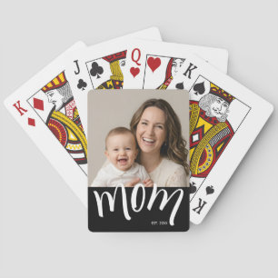 Mum and Baby Photo Custom Year Established Playing Cards
