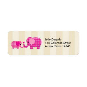 Mum and Baby Pink Elephant Label