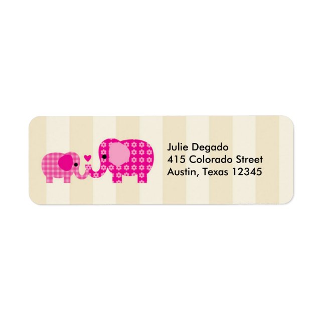 Mum and Baby Pink Elephant Label (Front)