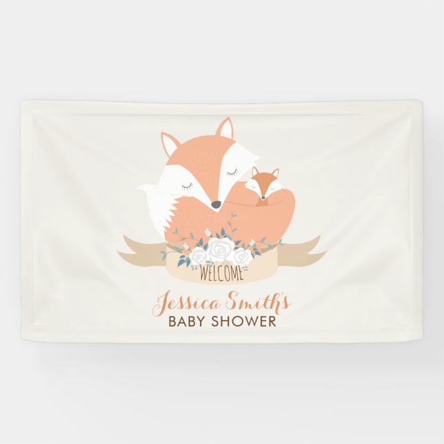 Mum and Baby Red Fox Baby Shower Banner (Horizontal)