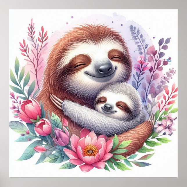 Mum and Baby Sloth Poster (Front)