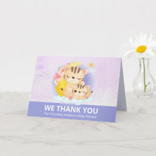 Mum and Baby Tiger Purple Thank You Card